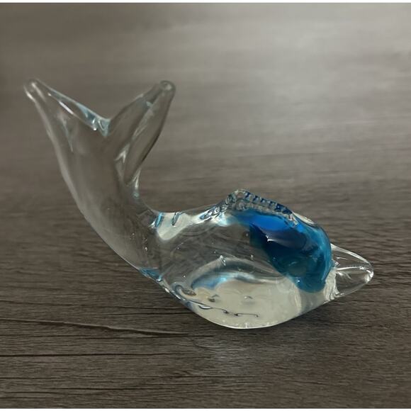 Hand Blown Glass Dolphin Figurine 1.5” - Picture 2 of 3